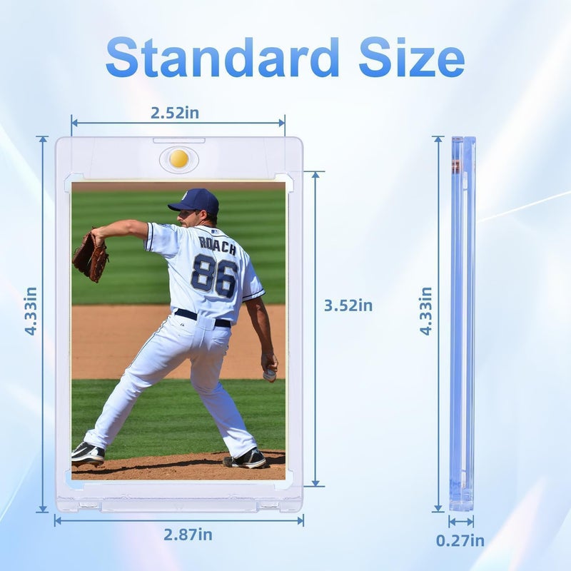 PJU 60ct Magnetic Card Holder, 35pt Single Card Holder Touch for Trading Cards, Protectors Hard Plastic, U-V Protection Magnetic Display Case for Baseball, Game, Sports Cards - Image 4